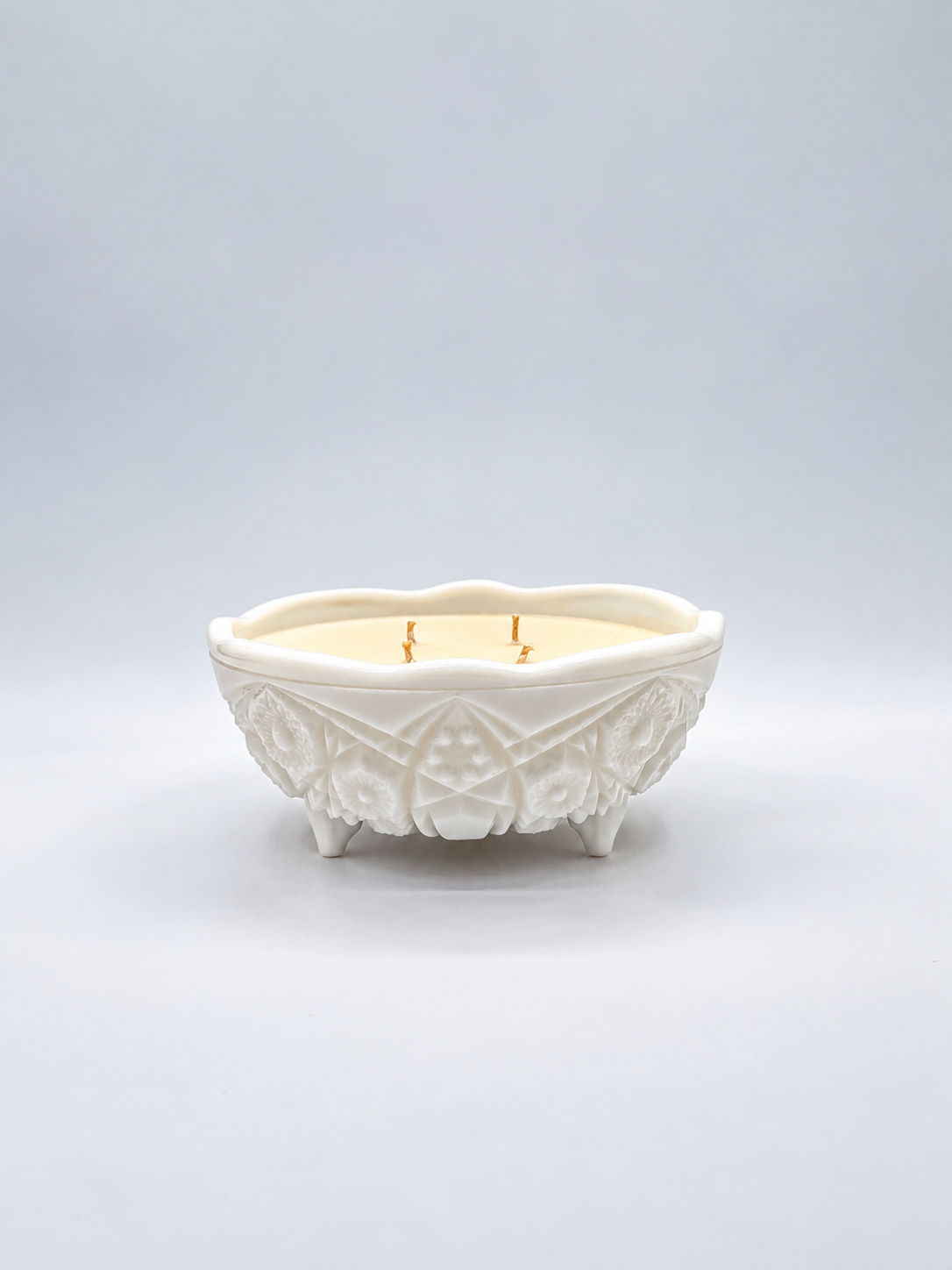 Lait No. 5 - McKee Toltec Milk Glass Footed Bowl