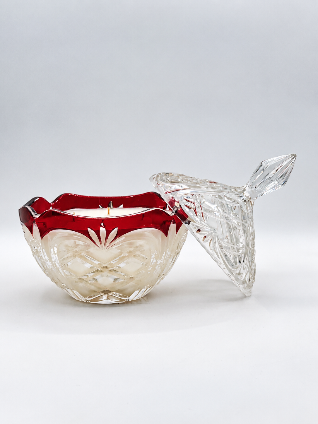 Cristalle No. 3 - Ruby & Clear Cut Bonbon Dish