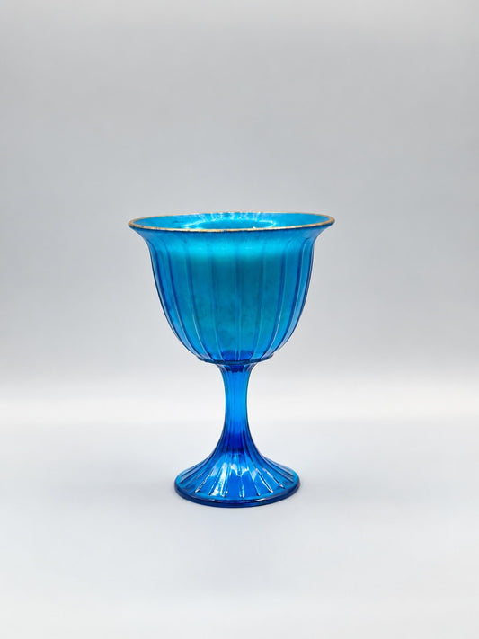 Aurora No. 4 - Ribbed Pedestal Compote with Gold Trim