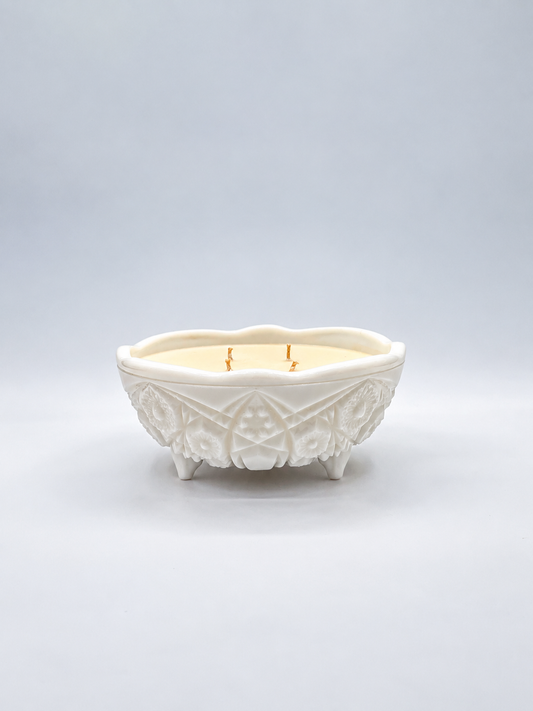 Lait No. 5 - McKee Toltec Milk Glass Footed Bowl