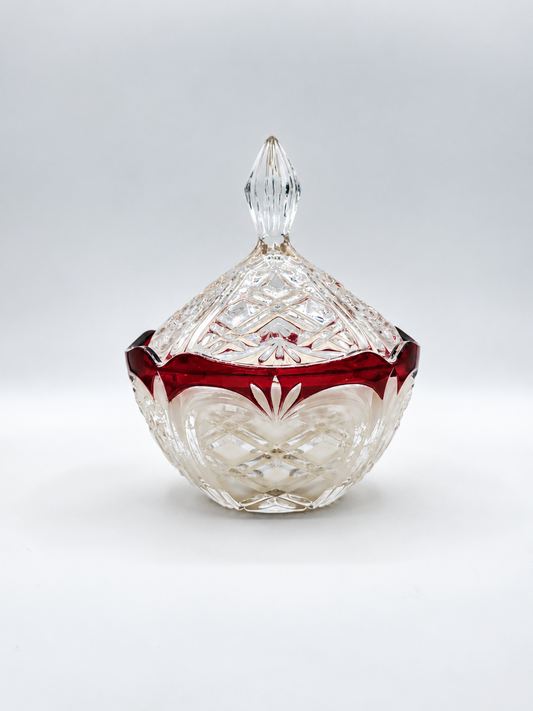 Cristalle No. 3 - Ruby & Clear Cut Bonbon Dish