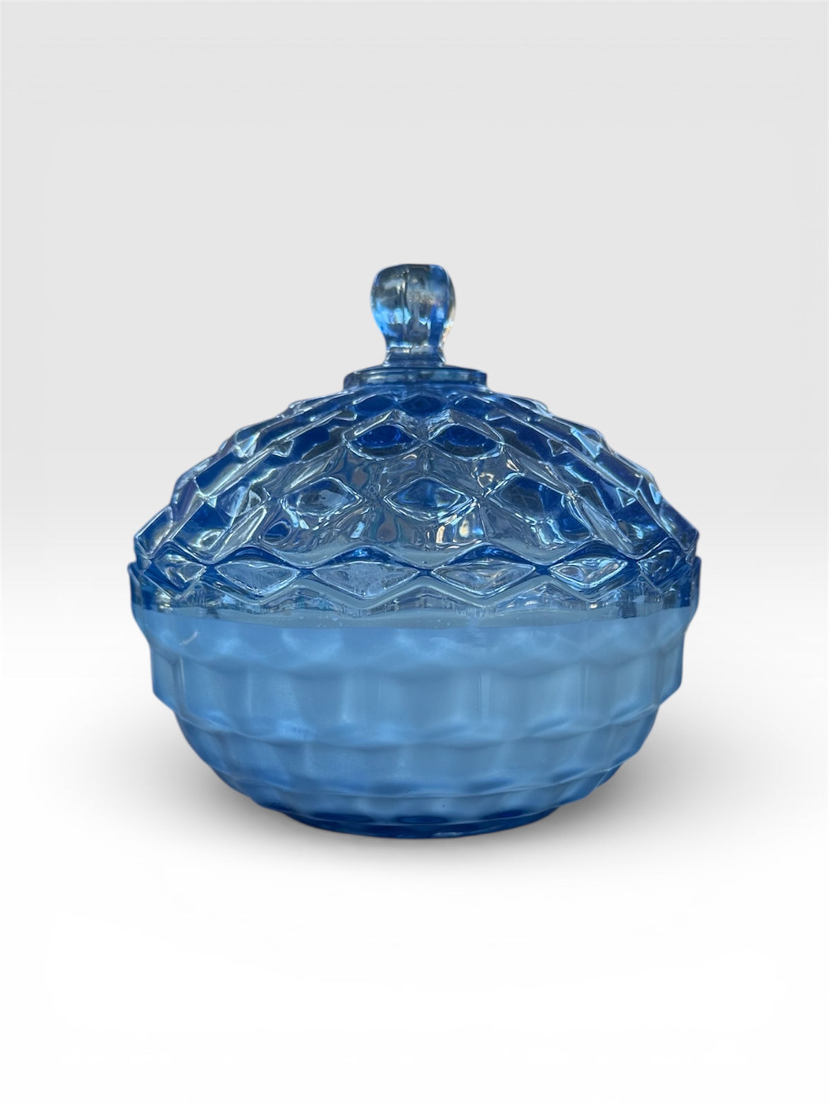 Soy candle in blue vintage glass